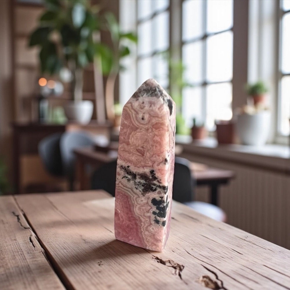 Rhodochrosite Crystal Mini Tower | Pink Healing‎ Stone for Meditation and Decor